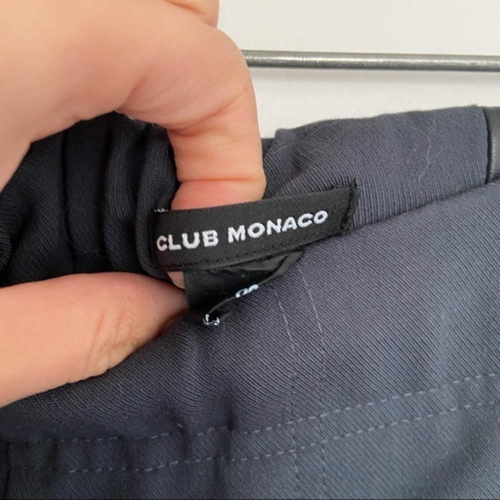 Club Monaco charcoal ponte black faux leather panel stretch pull on pants 00 - Picture 7 of 8